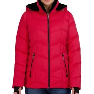 Nautica Women's Red Stretch Puffer Jacket